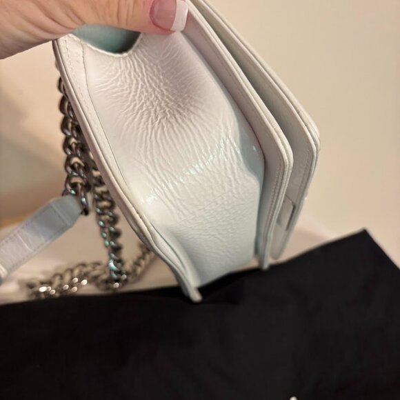 CHANEL Lambskin Quilted White Mini Boy Flap Silver Hardware with Dust Bag - Picture 13 of 16